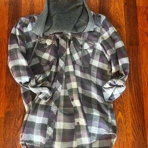 Empyre Gray and Purple Hooded Flannel